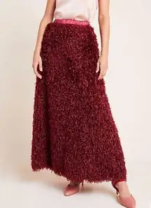 NWT Anthropologie Chantal Feathered Maxi Skirt