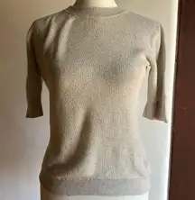 FRAME | Beige Waffle 70s Short-Sleeve Wool & Silk Sweater - Size Small