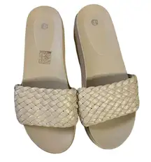 Women’s Beige Braided Wedge Open Toe Sandals