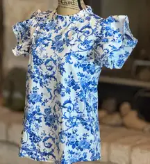 Blue Floral Patterned Blouse