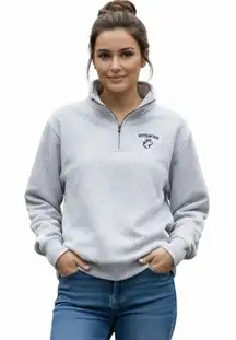 Northeastern University Gray Quarter Zip Sweatshirt Embroidered Black L Cozy