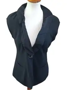 Cabi Black Dinner Vest Sleeveless Blazer‎ Shawl Collar Single Button Size 4 #917