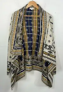 Freeway Waterfall Shawl Wrap Cardigan Sweater Aztec Print Long sleeves sz Large