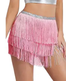 New Womens Fringe Tassel Embellished Tie Skirt Flapper Costume Coverup  One Size