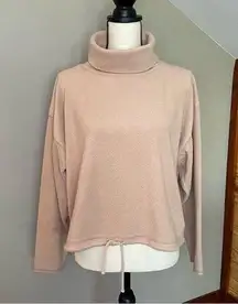 Aerie Tan Oversized Turtleneck Fleece Pullover Sweatshirt Extra Small