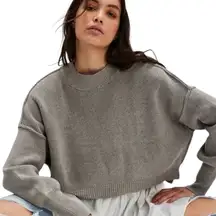 Free People Easy Street Crop Pullover Sweater grey M
