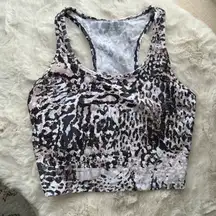 Calvin Klein Pink White Black Animal Print Sports Bra Cropped Active Top Medium