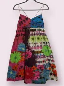 Desigual Embroidered Floral Tie Dye Boho Dress Medium