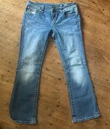 Miss Me western bling embroidered sequined distressed 30 boot jeans