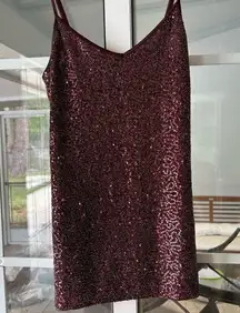 Express maroon burgundy sparkle sequin tank top