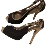 Guess Denim Silver and blue glitter Peeptoe