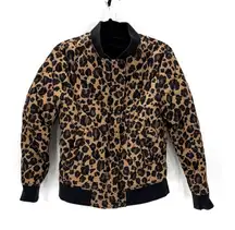 Gap reversible bomber jacket leopard print black size S casual quilted versatile