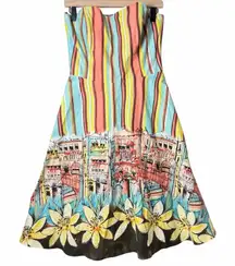 Robin Jordan Strapless Sundress Dress Cocktail Cotton Blend Made in NYC Size 8
