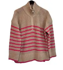 Barbour Jemima NWT Women’s Sweater SZ 10 Striped Funnel Neck Half Zip Side Vents