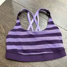 Women’s 4 Purple Striped Strappy Energy Bra