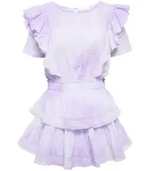 NWT LoveShackFancy Natasha Mini in Violet Splash Hand Dye Ruffle Cotton Dress L
