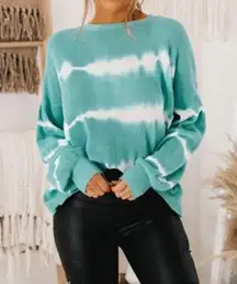 Fate split open back balloon sleeve tie dye sweater size medium