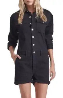 CURRENT /ELLIOTT  Women’s The crew shortall buttons  denim overalls romper  1