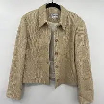 7th Avenue West Woven Silk Blazer60s  Jacket Chevron Print Womens Size Medium