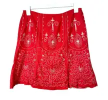 Heart‎ Soul Y2K Embroidered Red Skirt Size 13