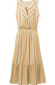 Prana California Dreaming Golden Hour Stripe Gorpcore Beach Midi Dress Size M