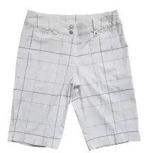 Nike Dri Fit Tour Performance Golf Womens 6 Shorts White Plaid Active Stretch