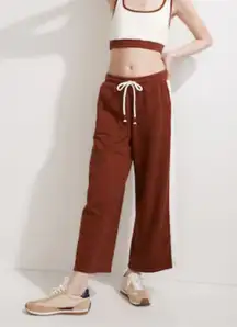 Madewell Sweatpants Womens Sz S MWL Wide Leg Red White Strips Casual Preppy EUC