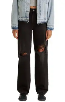 Levi's Premium Baggy Dad Black Loose Relaxed Size 24 x 30 Distressed Y2K