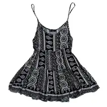 Poetry Viscose Tiered Mini Dress Boho Beach Black White