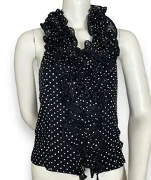 Anne Fontaine Ruffle Halter Top Black White Polka Dot Size 40 Women‎ Maximalist