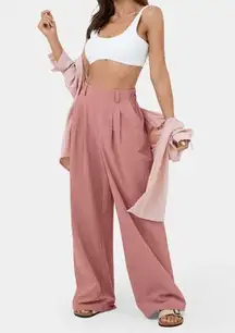 Halara High Waisted Pocket Wide Leg Palazzo Pants in Pink Rosette Size XS NWT