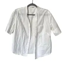 Cuffed Collarless Short Sleeve Button Down Shirt Size Small