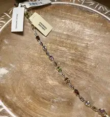 NWT Multi Genuine Gemstone & Diamond 18KT Gold Over Sterling Silver Bracelet