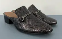 Patricia Nash Tilly Tobacco Fields Loafers Tooled Leather Floral Slip On Mules