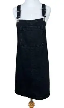 Topshop  MOTO Overall Dress Womens 6 Black Denim Jumper Mini Shift Pocket Casual