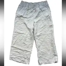 H&M Linen Blend Elastic Waist Cropped Pants Womens M Neutral Coastal Grandmother
