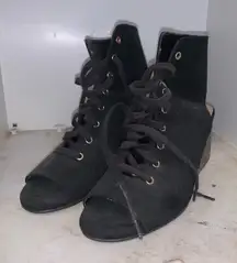 Black Lace-Up Wedges