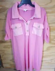 Women's 2X Plus Oddi Dress Pink Barbie Waffle Knit Preppy Soft Girl