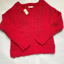 Aeropostale Chunky‎ Knit Sweater Crewneck Size Small Red New