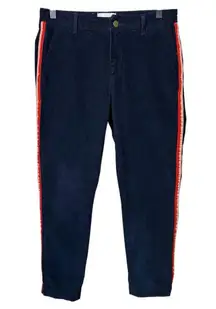 Sundry Anthropologie‎ NWOT Womens Navy Corduroy Tuxedo Stripe Pants Preppy Sz 26