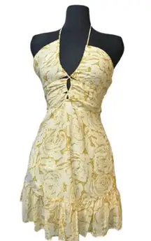 Saints + Secrets DRAWSTRING BUST MINI DRESS FLORAL YELLOW MINI DRESS Ruffle