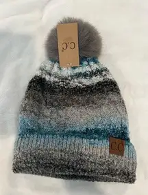 C.C Pom-Pom Beanie - Gray and Blue