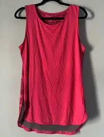 Tangerine exercise tank pink solid front, design back with liner size M