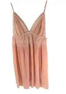 Adore by Ginia Pleated Chemise Nightgown Lace V Neck Cloud Pink XL