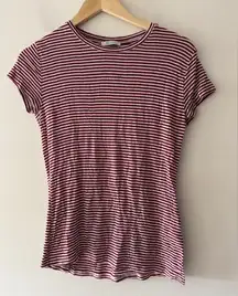 Zara Trafaluc Red and White Striped Fitted Tee