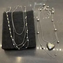 Fashion Jewelry Bundle/ 3 Silver Tone Necklaces
