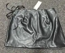 Gray Silver Mini Pencil Skirt with Tie Front