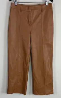 7 for all Man Kind Faux Leather Wide Leg Crop Pants in Carmel Size Small (US8)