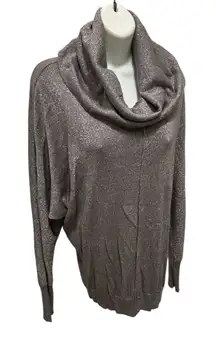 Joseph A Holiday Big Cowlneck Sweater Gray Sparkle Knit Sz XL Dolman Long Sleeve