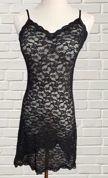 Victoria’s Secret Black Lace Y2K Slip Dress Whimsygoth Edgy Feminine M